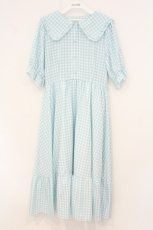 画像1: m petit by misako / TT*Mギンガムチェック半袖ワンピース LL サックス O-26-07-01-084-LO-OP-OW-OS (1)