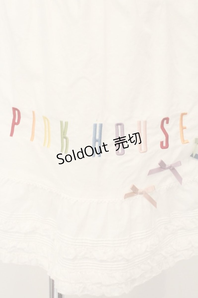画像2: PINK HOUSE / リボンいっぱいロゴ刺繍入りエプロン  シロ O-26-07-01-086-LO-SK-OW-OS (2)