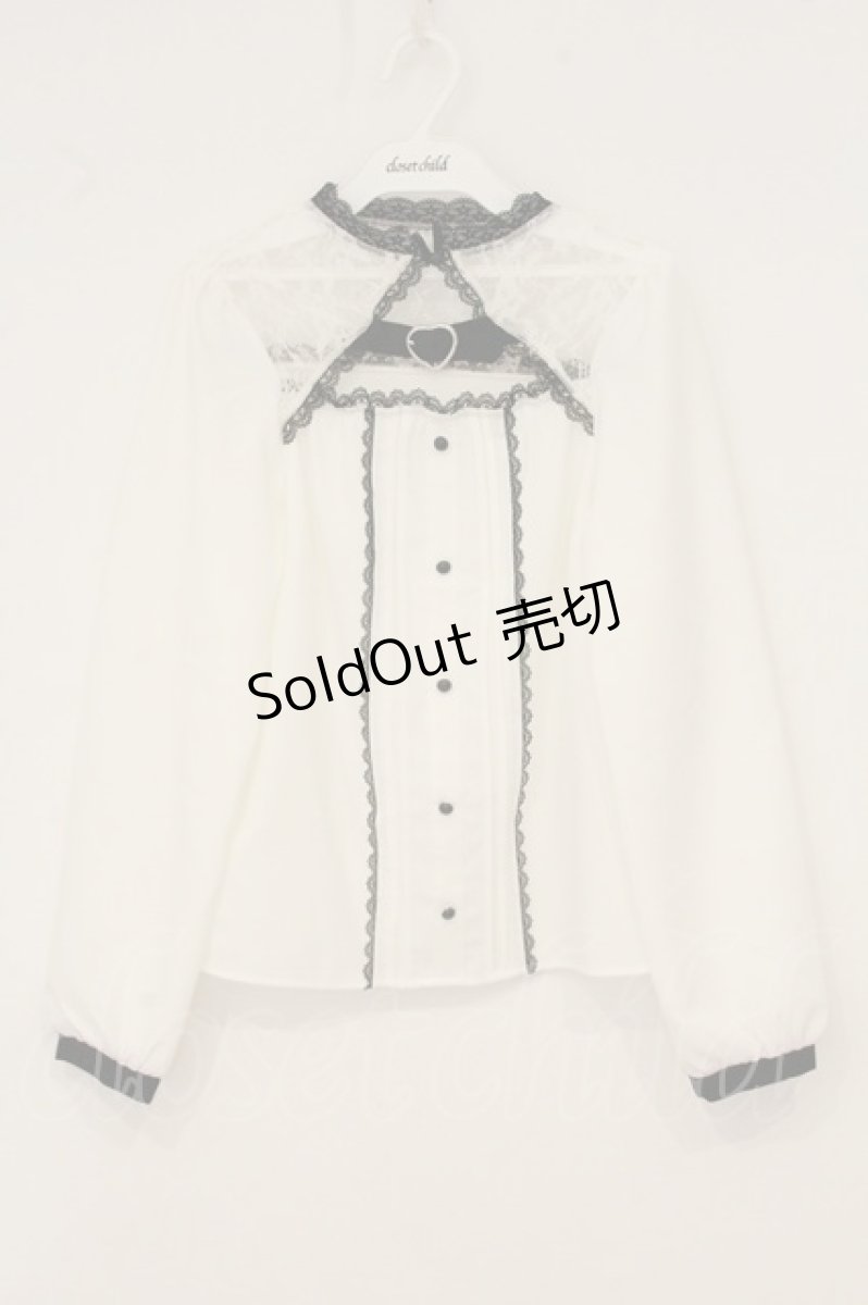 画像1: DearMyLove / ゴシックレースハートベルトブラウス M シロ×クロ O-26-07-01-094-GO-BL-IG-OS (1)