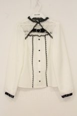 画像1: DearMyLove / ゴシックレースハートベルトブラウス M シロ×クロ O-26-07-01-094-GO-BL-IG-OS (1)