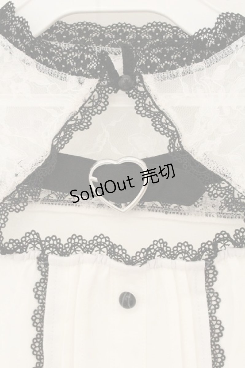 画像2: DearMyLove / ゴシックレースハートベルトブラウス M シロ×クロ O-26-07-01-094-GO-BL-IG-OS (2)