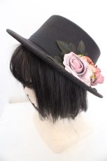 画像1: axes femme / フラワーブーケカンカン帽 57cm クロ O-26-07-02-1001-AX-AC-OW-ZTK045 (1)