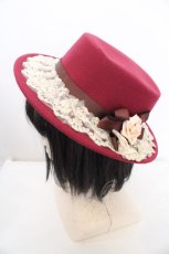 画像1: axes femme / 巻きバラカメオカンカン帽 57cm ワイン O-26-07-02-1006-AX-AC-OW-OS (1)
