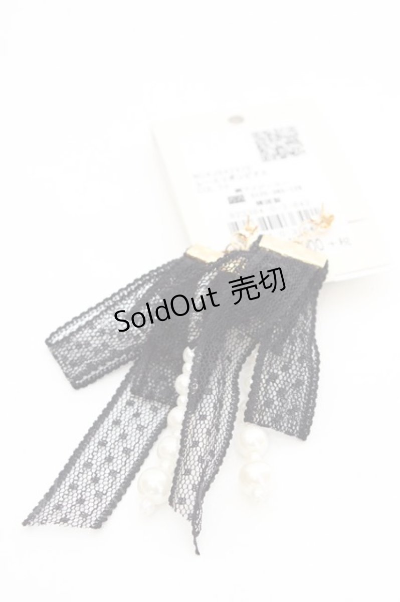 画像2: axes femme / レースリボンピアス  クロ O-26-07-02-1009-AX-AC-OW-OS (2)