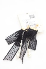 画像2: axes femme / レースリボンピアス  クロ O-26-07-02-1009-AX-AC-OW-OS (2)