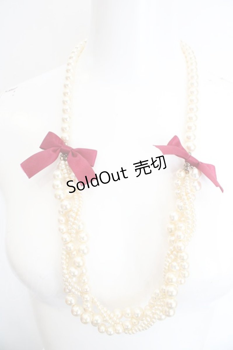 画像1: axes femme / リボンパールネックレス  パール O-26-07-02-1021-AX-AC-OW-OS (1)