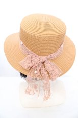 画像1: axes femme / レースリボンカンカン帽 57.5cm ブラウン O-26-07-02-1003-AX-AC-OW-OS (1)