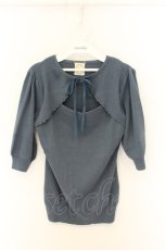 画像1: F&A / フロント開き5分袖ニットプルオーバー  ブルー O-26-07-02-074-CA-TO-IG-OS (1)