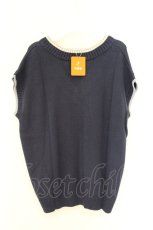 画像3: Fi.n.t / ロゴ刺繍ラインニットベスト  ネイビー O-26-07-02-078-CA-TO-IG-OS (3)
