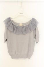 画像1: F&A / チュールフリル5分袖ニットプルオーバー  グレー O-26-07-02-080-CA-TO-IG-OS (1)