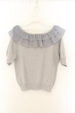 画像3: F&A / チュールフリル5分袖ニットプルオーバー  グレー O-26-07-02-080-CA-TO-IG-OS (3)
