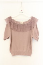 画像1: F&A / チュールフリル5分袖ニットプルオーバー  ピンク O-26-07-02-081-CA-TO-IG-OS (1)