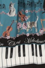 画像2: axes femme POETIQUE / ベルト付猫とピアノ柄スカート（ベルト欠品） M グリーン O-26-07-02-009-AX-SK-OW-OS (2)