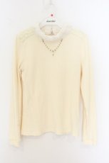 画像1: axes femme / ファーカラーシフォンフリルテレコニット M キナリ O-26-07-02-012-AX-TO-OW-OS (1)