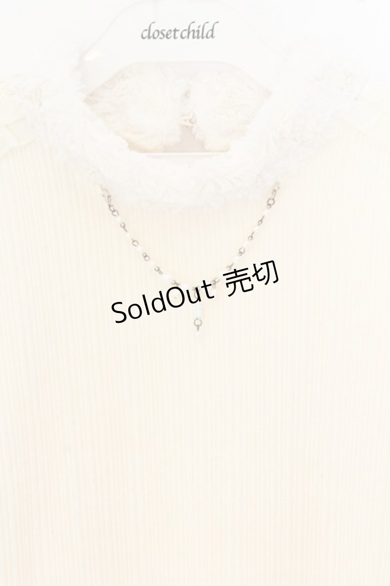 画像2: axes femme / ファーカラーシフォンフリルテレコニット M キナリ O-26-07-02-012-AX-TO-OW-OS (2)