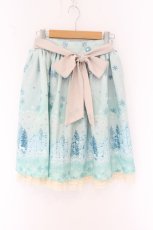 画像1: axes femme POETIQUE / 刺繍入り雪柄ミドルスカート M グリーン O-26-07-02-020-AX-SK-OW-ZT307 (1)