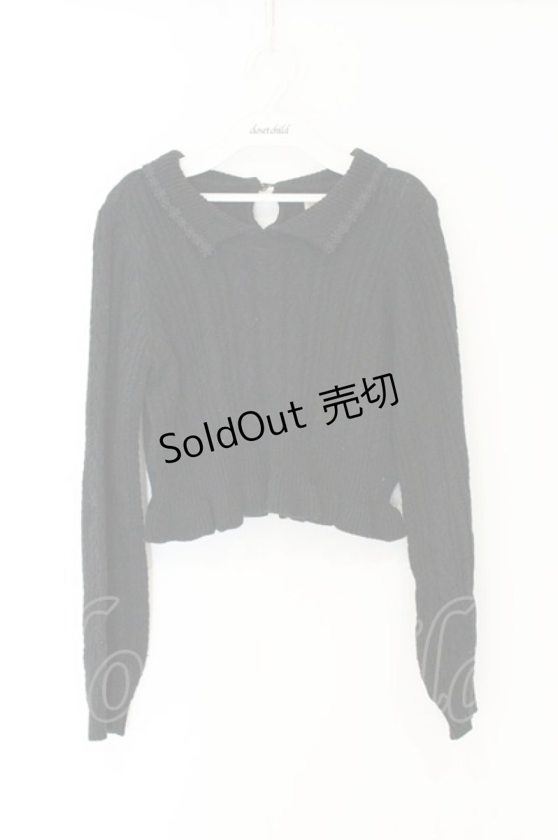 画像1: axes femme POETIQUE / お花レース使いショートニット M クロ O-26-07-02-003-AX-TO-OW-OS (1)