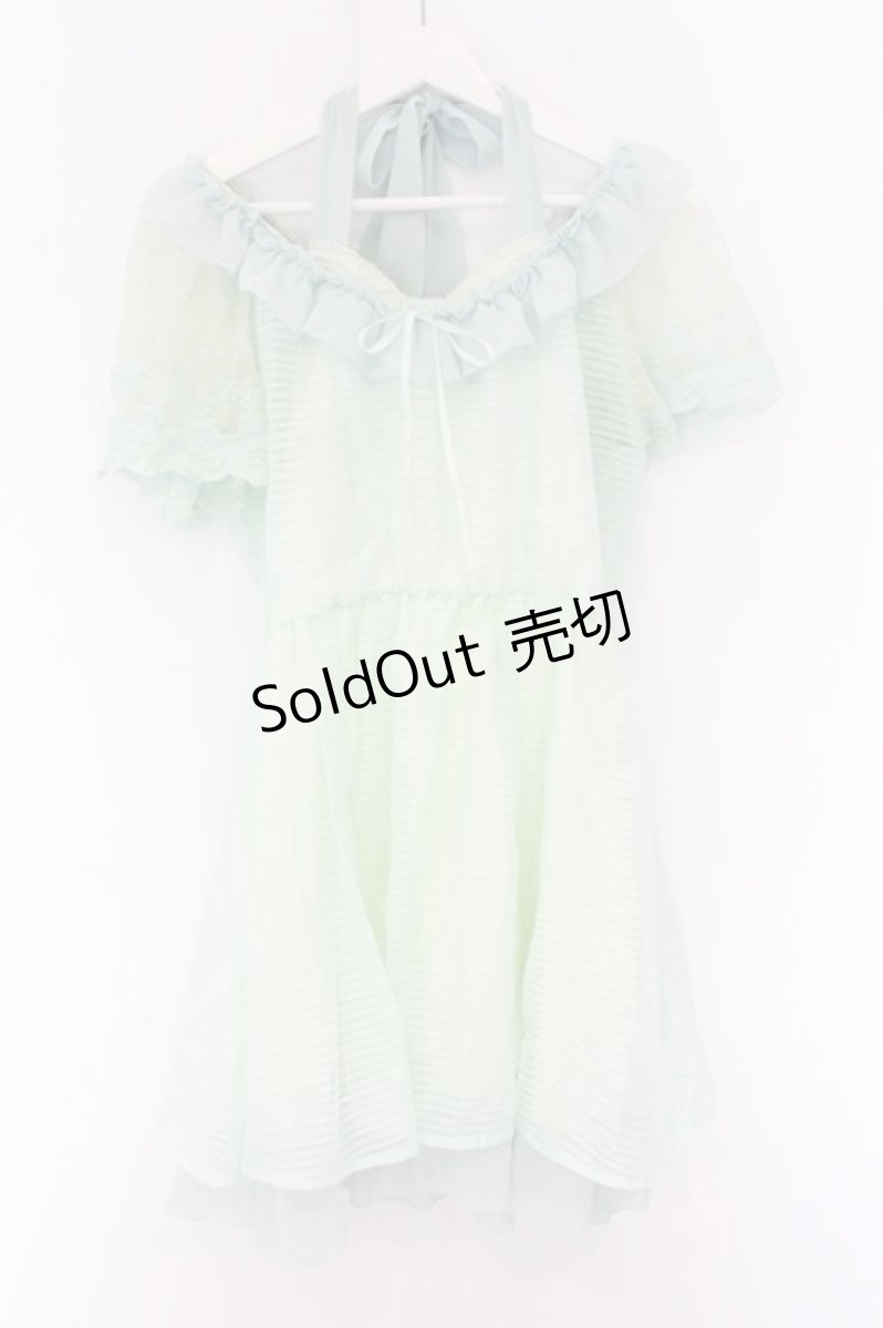 画像1: axes femme kawaii / オフショルオーガンジーワンピース M グリーン O-26-07-02-025-AX-OP-OW-OS (1)