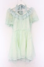画像1: axes femme kawaii / オフショルオーガンジーワンピース M グリーン O-26-07-02-025-AX-OP-OW-OS (1)