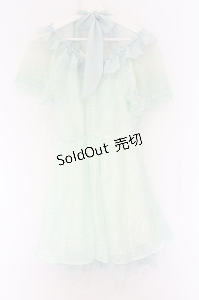 画像3: axes femme kawaii / オフショルオーガンジーワンピース M グリーン O-26-07-02-025-AX-OP-OW-OS (3)
