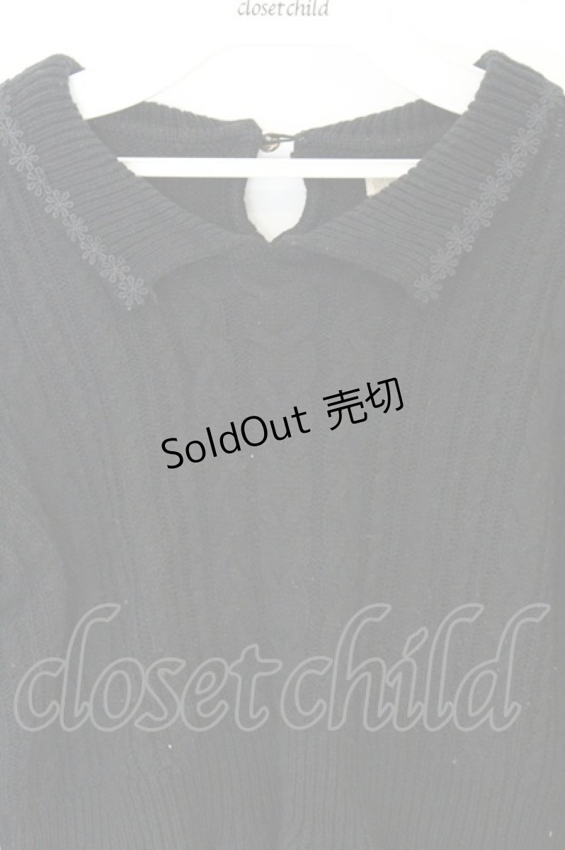 画像2: axes femme POETIQUE / お花レース使いショートニット M クロ O-26-07-02-003-AX-TO-OW-OS (2)