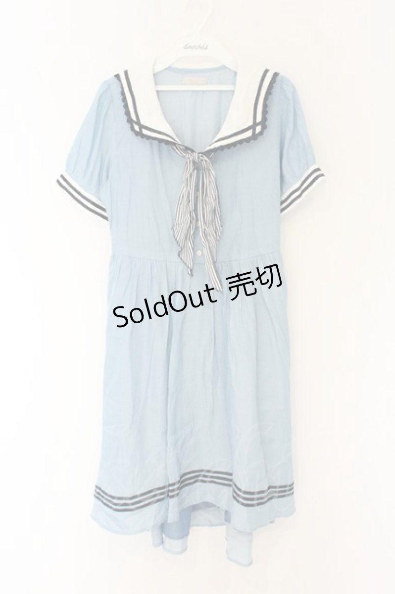 画像1: axes femme POETIQUE / フィッシュテールセーラーワンピース M サックス O-26-07-02-031-AX-OP-OW-OS (1)