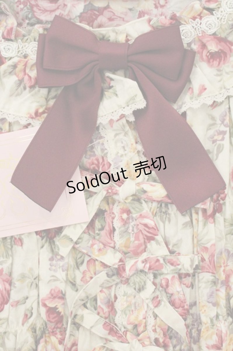 画像2: metamorphose / スクエアあきフリル姫袖ブラウス(花柄)  生成り×アカ系 O-26-07-03-060-ME-BL-IG-OS (2)