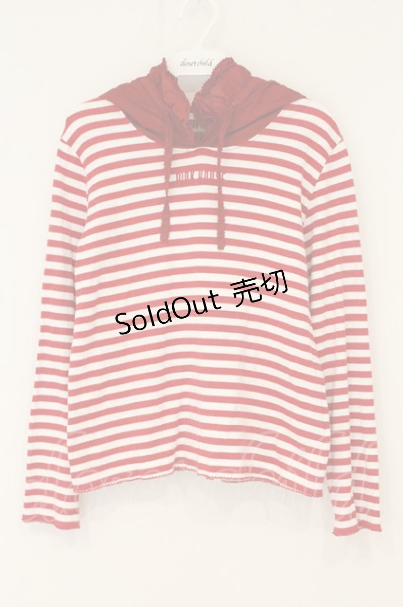 画像1: PINK HOUSE / ボーダーフードカットソー  アカ O-26-07-03-076-LO-TO-IG-OS (1)