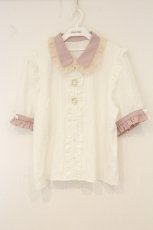 画像1: DearMyLove / 3連ビジューレースフリルブラウス 5L シロ×ピンク O-26-07-03-010-GO-BL-OW-OS (1)