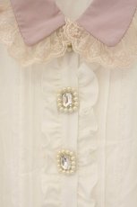 画像2: DearMyLove / 3連ビジューレースフリルブラウス 5L シロ×ピンク O-26-07-03-010-GO-BL-OW-OS (2)