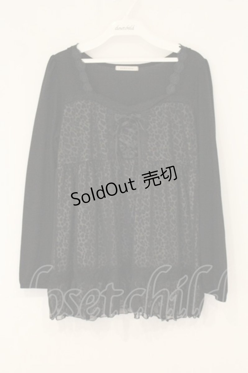 画像1: axes femme / チュールレイヤードレオパードチュニック M クロ O-26-07-03-023-AX-TO-IG-OS (1)