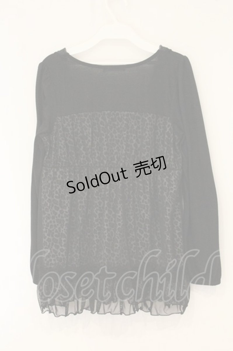 画像3: axes femme / チュールレイヤードレオパードチュニック M クロ O-26-07-03-023-AX-TO-IG-OS (3)