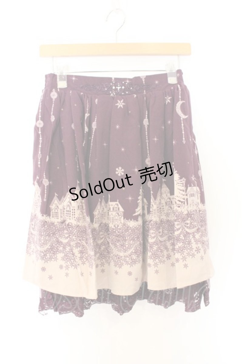 画像1: axes femme / シルエット柄スカート M ワイン O-26-07-04-004-AX-SK-OW-OS (1)