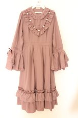 画像1: axes femme / ローズ×リボン姫袖ワンピース L ピンク O-26-07-04-042-AX-OP-OW-OS (1)