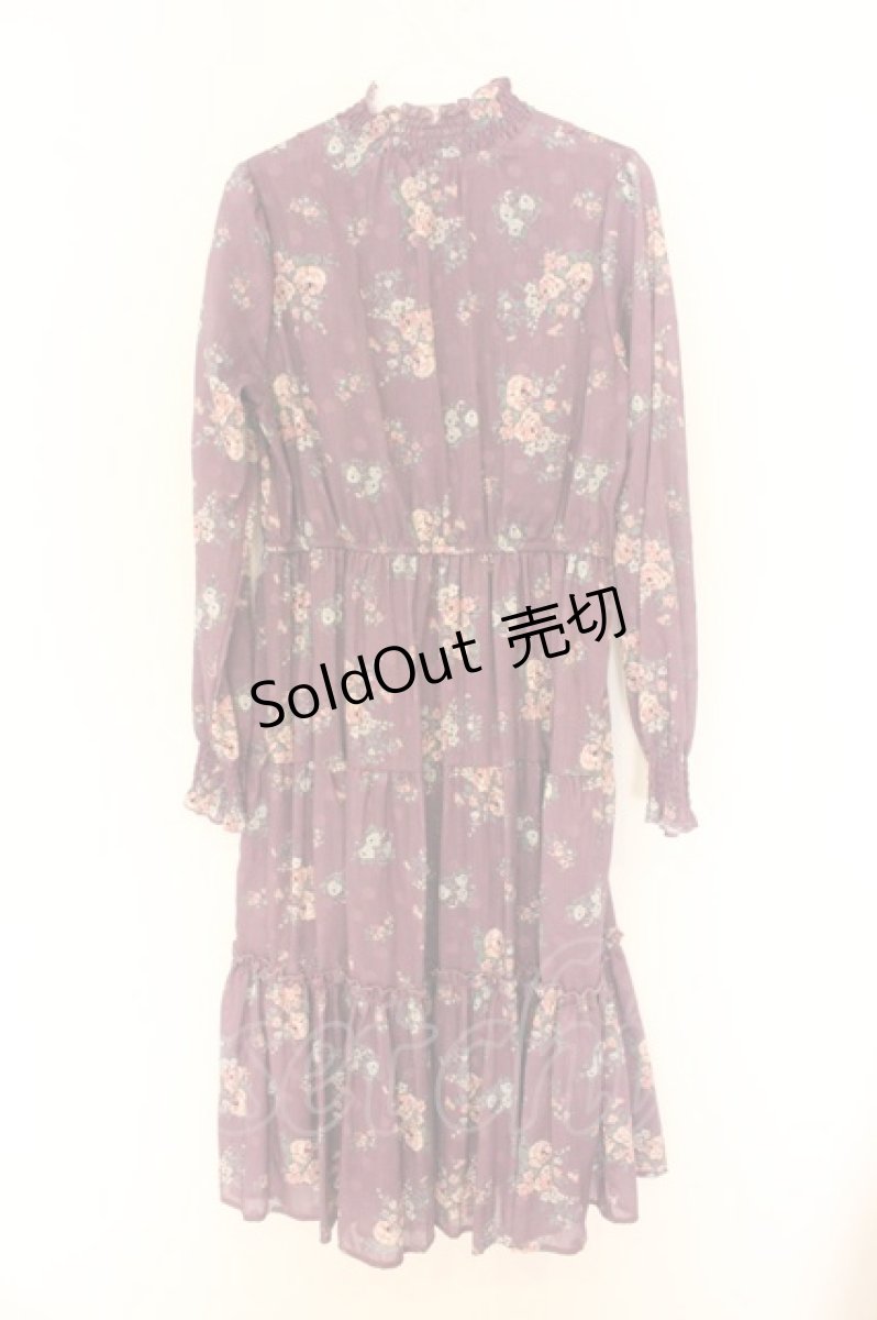 画像3: axes femme / 花柄ティアードワンピース M パープル O-26-07-04-053-AX-OP-OW-OS (3)