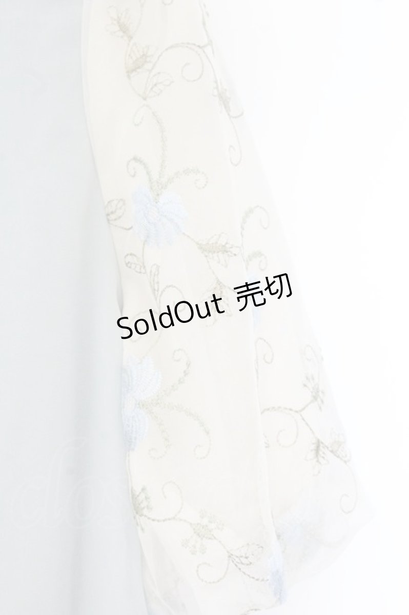 画像2: axes femme / 袖チュール刺繍トップス M サックス O-26-07-04-062-AX-TO-IG-ZT420 (2)