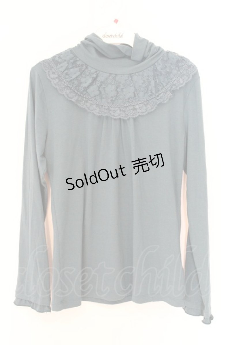 画像1: axes femme / レース配色ハイネックインナーカットソー M ブルーグリーン O-26-07-04-063-AX-TO-IG-OS (1)
