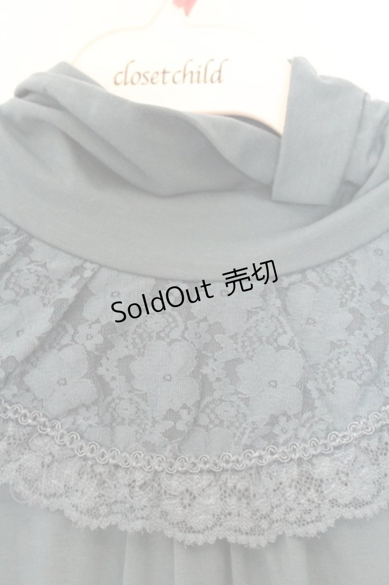 画像2: axes femme / レース配色ハイネックインナーカットソー M ブルーグリーン O-26-07-04-063-AX-TO-IG-OS (2)