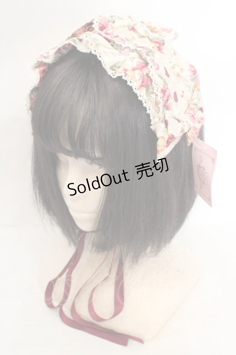 画像1: metamorphose / メアリーフリルヘッドドレス(花柄)  生成り×アカ O-26-07-04-1015-ME-AC-IG-OS (1)