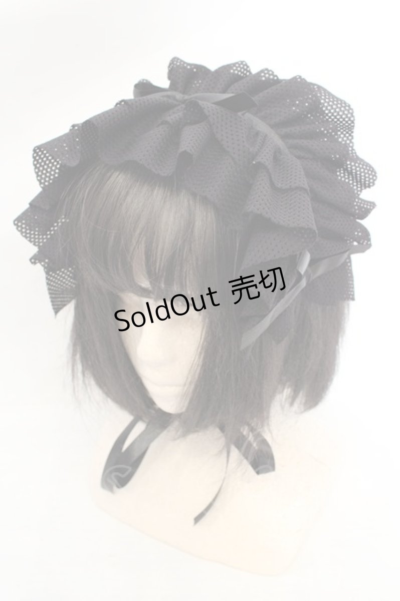 画像1: MARBLE / リボンフリルヘッドドレス  ブラック O-26-07-04-1016-GO-AC-IG-OS (1)