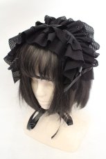 画像1: MARBLE / リボンフリルヘッドドレス  ブラック O-26-07-04-1016-GO-AC-IG-OS (1)