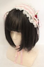 画像1: Innocent World / サテン巻き薔薇ヘッドドレス  ピンク O-26-07-04-1019-IW-AC-IG-OS (1)