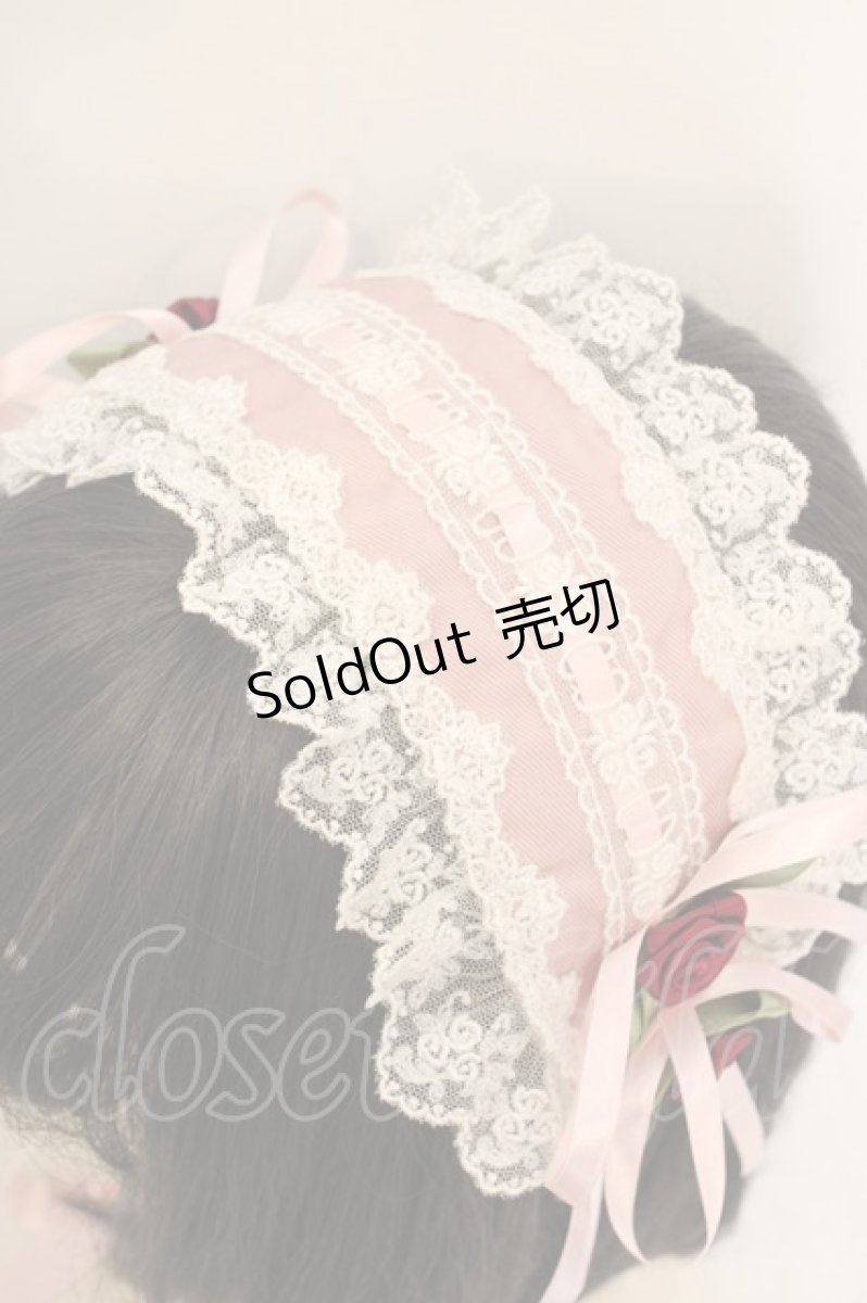 画像2: Innocent World / サテン巻き薔薇ヘッドドレス  ピンク O-26-07-04-1019-IW-AC-IG-OS (2)