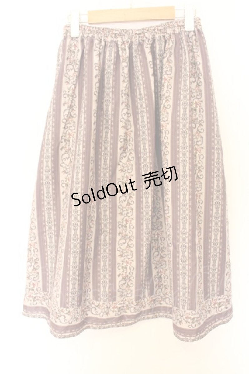 画像3: axes femme / オーナメント縦柄スカート M ワイン系 O-26-07-04-010-AX-BL-OW-OS (3)