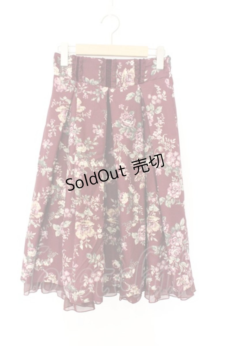 画像1: axes femme / 花柄タックスカート M ワイン O-26-07-04-024-AX-SK-OW-OS (1)