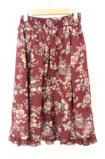 画像3: axes femme / 花柄タックスカート M ワイン O-26-07-04-024-AX-SK-OW-OS (3)