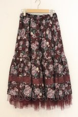 画像1: axes femme / ホーリーローズ柄フリルスカート F ワイン O-26-07-05-028-AX-SK-OW-OS (1)