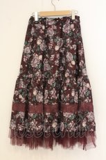画像3: axes femme / ホーリーローズ柄フリルスカート F ワイン O-26-07-05-028-AX-SK-OW-OS (3)