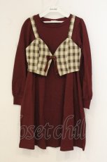 画像1: axes femme POETIQUE / ビスチェ付カットワンピース M ワイン O-26-07-05-038-AX-OP-OW-OS (1)