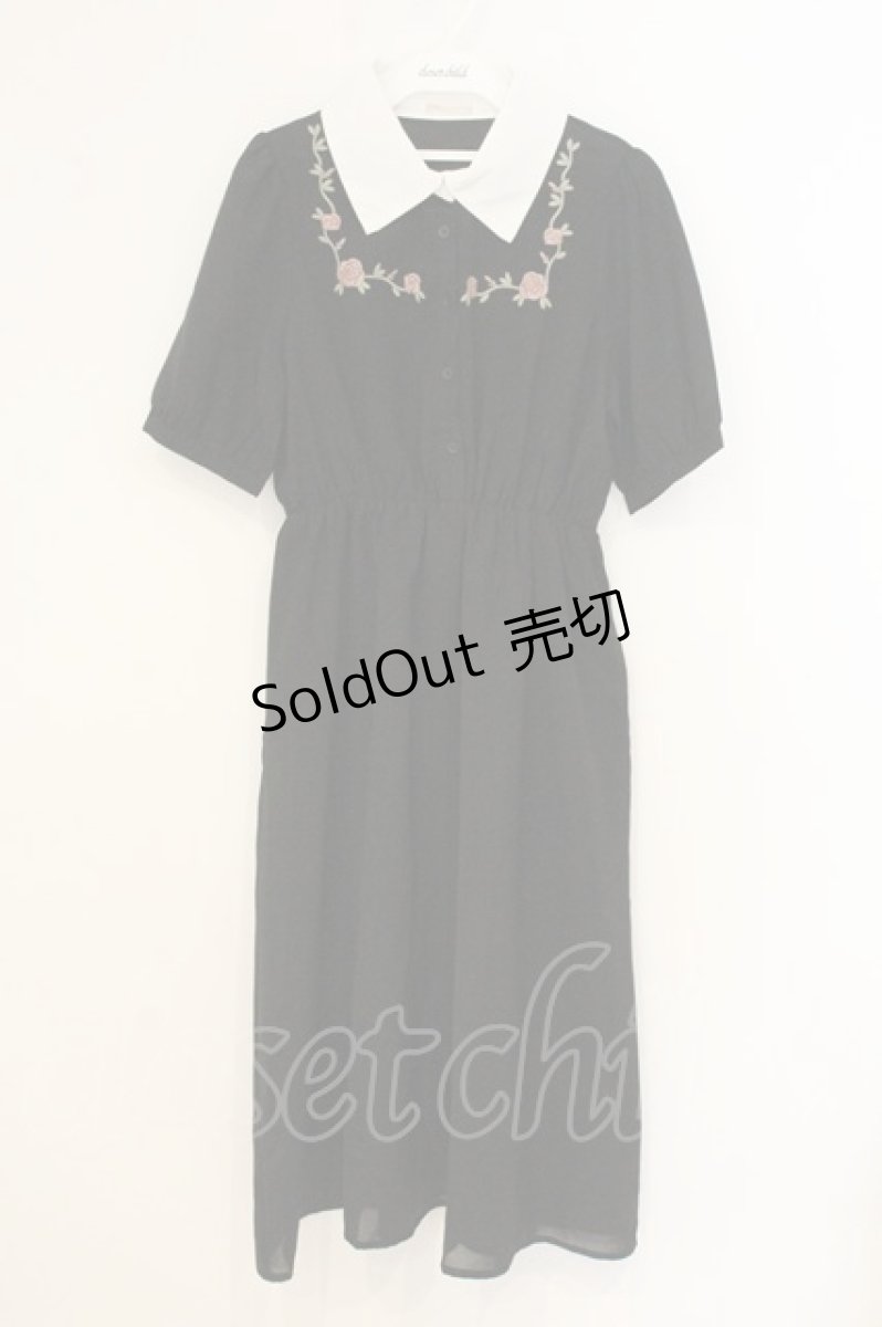 画像1: axes femme POETIQUE / ローズ刺繍ワンピース M クロ O-26-07-05-042-AX-OP-OW-OS (1)